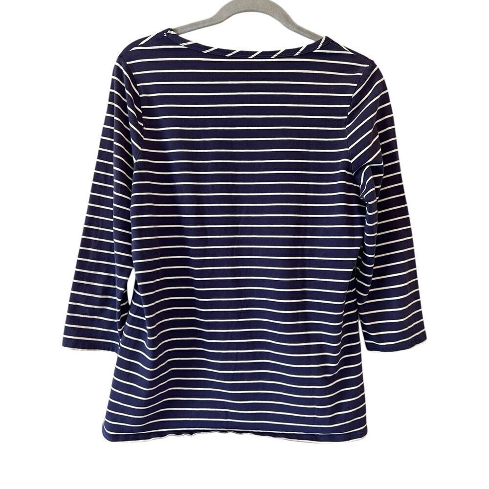 Pendleton Womens Candy Striped Scoop Neck 3/4 Sleeves Cotton Casual Top M - Picture 2 of 3